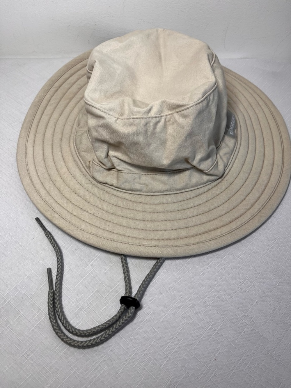 SLOGGER Beige Cotton Bucket Hat with Black Sweatband. Fits 22” or smaller head!